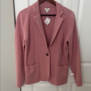 J Crew Pink Blazer with Notched Lapels and Relaxed Fit